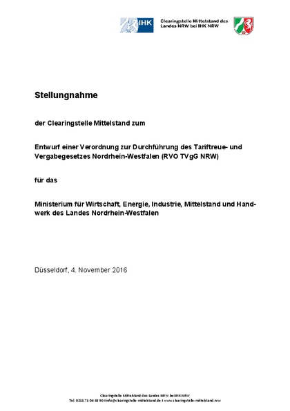 Verordnung zur Durchführung des Tariftreue- und Vergabegesetzes NRW