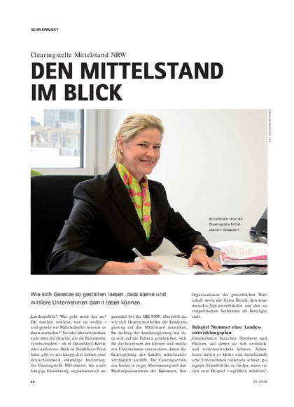 Den Mittelstand im Blick – Beitrag im IHK-Magazin „Bergische Wirtschaft“, Ausgabe Januar 2016