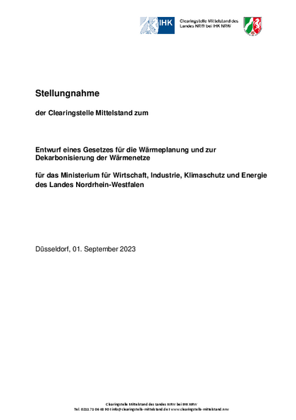 Entwurf eines Gesetzes für die Wärmeplanung und zur Dekarbonisierung der Wärmenetze