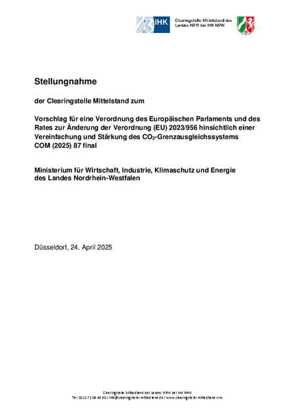 Vorschlag für eine Verordnung des Europäischen Parlaments und des Rates zur Änderung der Verordnung (EU) 2023/956 hinsichtlich einer Vereinfachung und Stärkung des CO2-Grenzausgleichssystems