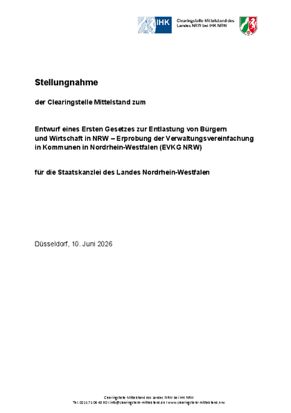 Entwurf eines Ersten Gesetzes zur Entlastung von Bürgern und Wirtschaft in NRW – Erprobung der Verwaltungsvereinfachung in Kommunen in Nordrhein-Westfalen (EVKG NRW) , Stellungnahme_CS_1..pdf, 327 KB