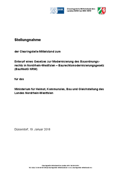 Entwurf eines Gesetzes zur Modernisierung des Bauordnungsrechts in Nordrhein-Westfalen – Baurechtsmodernisierungsgesetz (BauModG NRW)
