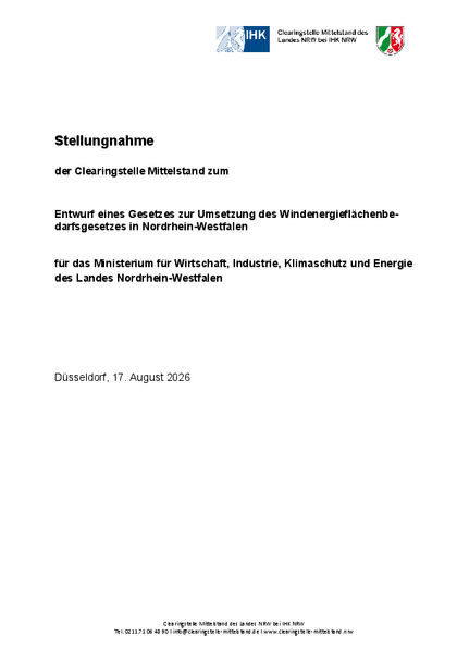 Entwurf eines Gesetzes zur Umsetzung des Windenergieflächenbedarfsgesetzes in Nordrhein-Westfalen