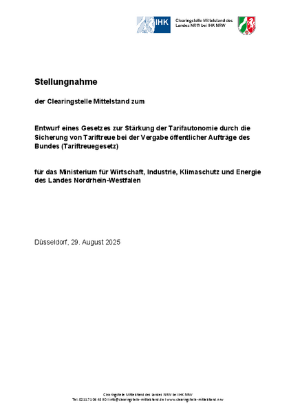 Entwurf eines Gesetzes zur Stärkung der Tarifautonomie durch die Sicherung von Tariftreue bei der Vergabe öffentlicher Aufträge des Bundes (Tariftreuegesetz)
