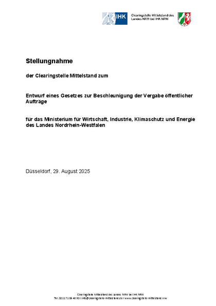  Entwurf eines Gesetzes zur Beschleunigung der Vergabe öffentlicher Aufträge 