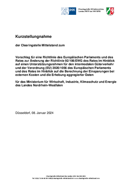 Vorschlag für eine Richtlinie des Europäischen Parlaments und des Rates zur Änderung der Richtlinie 92/106/EWG des Rates im Hinblick auf einen Unterstützungsrahmen für den intermodalen Güterverkehr und der Verordnung (EU) 2020/1056 des Europäischen Parlaments und des Rates im Hinblick auf die Berechnung der Einsparungen bei externen Kosten und die Erhebung aggregierter Daten