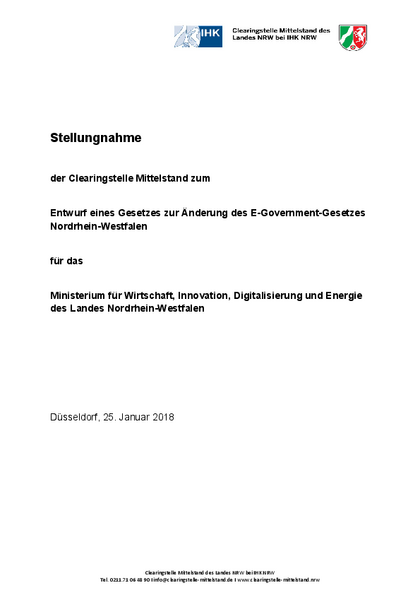 Gesetz zur Änderung des E-Government-Gesetzes Nordrhein-Westfalen des Entfesselungspakets II