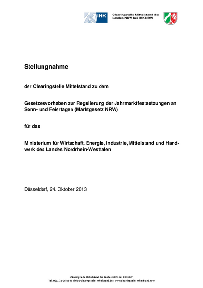 Marktgesetz NRW (Oktober 2013)
