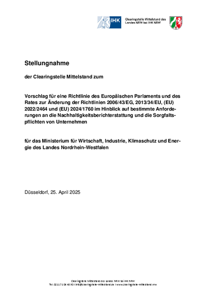 Richtlinienvorschlag des Europäischen Parlaments und des Rates zur Änderung von vier Richtlinien im Hinblick auf bestimmte Anforderungen an die Nachhaltigkeitsberichterstattung und die Sorgfaltspflichten von Unternehmen