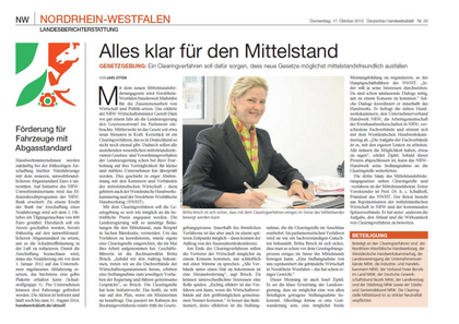 Alles klar für den Mittelstand – Beitrag Deutsches Handwerksblatt, 17.Oktober 2013