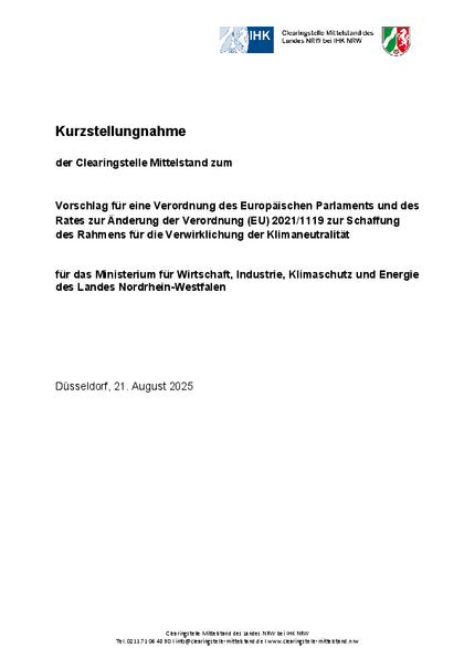 Vorschlag für eine Verordnung des Europäischen Parlaments und des Rates zur Änderung der Verordnung (EU) 2021/1119 zur Schaffung des Rahmens f