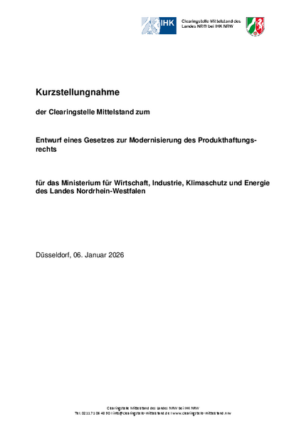 Entwurf eines Gesetzes zur Modernisierung des Produkthaftungsrechts 